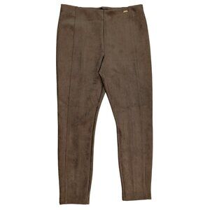 Ivanka Trump Taupe Faux Suede High Rise Leggings Size Large Mint Condition